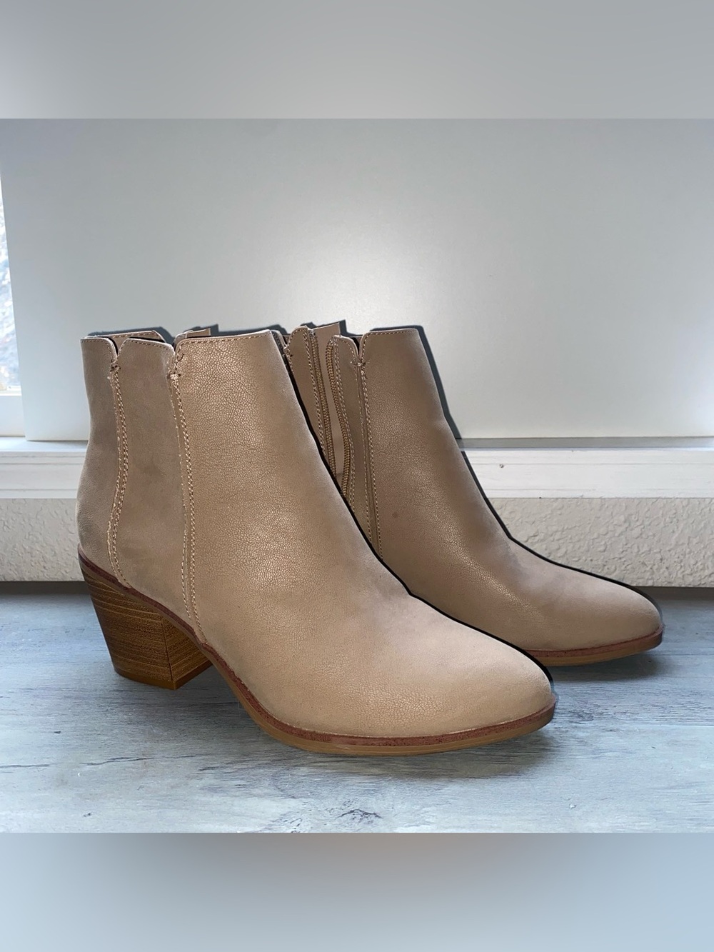 MIA Taupe Ankle Booties with Block Heel